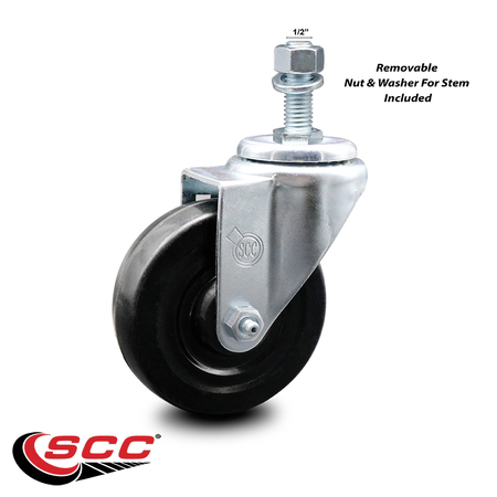 Service Caster 4 Inch Hard Rubber Wheel Swivel ½ Inch Threaded Stem Caster SCC-TS20S414-HRS-121315